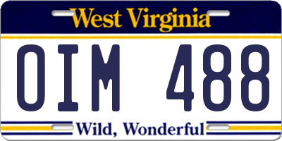WV license plate OIM488