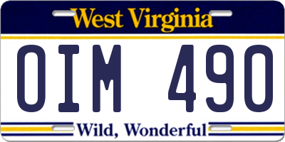 WV license plate OIM490