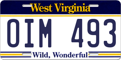 WV license plate OIM493