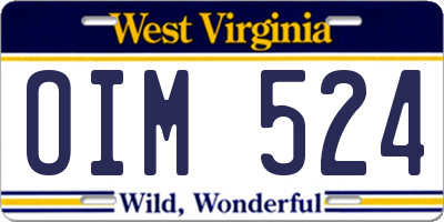 WV license plate OIM524