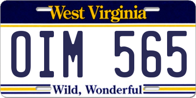 WV license plate OIM565