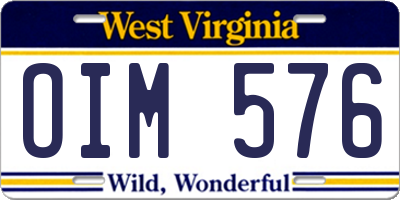 WV license plate OIM576