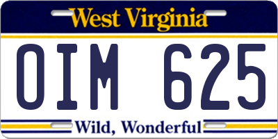 WV license plate OIM625
