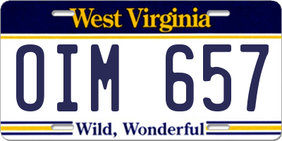 WV license plate OIM657