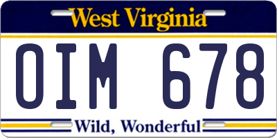 WV license plate OIM678