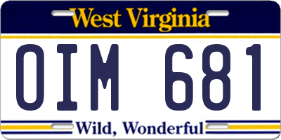 WV license plate OIM681