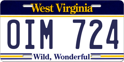 WV license plate OIM724