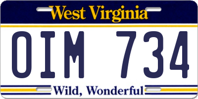 WV license plate OIM734