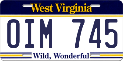WV license plate OIM745