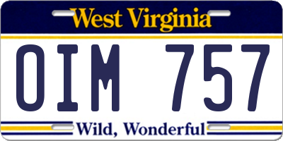 WV license plate OIM757