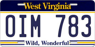 WV license plate OIM783