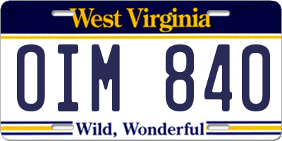 WV license plate OIM840