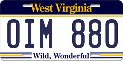 WV license plate OIM880