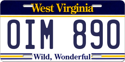 WV license plate OIM890