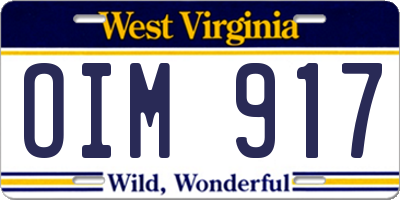 WV license plate OIM917