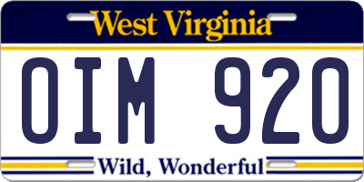 WV license plate OIM920