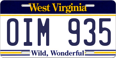 WV license plate OIM935