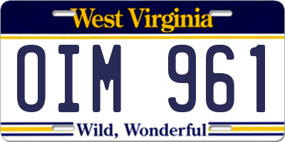 WV license plate OIM961