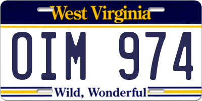 WV license plate OIM974