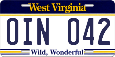 WV license plate OIN042