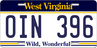 WV license plate OIN396