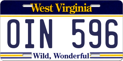 WV license plate OIN596