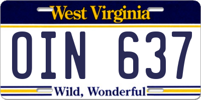 WV license plate OIN637