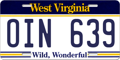 WV license plate OIN639