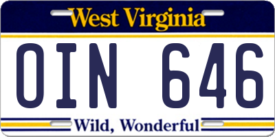 WV license plate OIN646