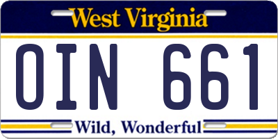 WV license plate OIN661