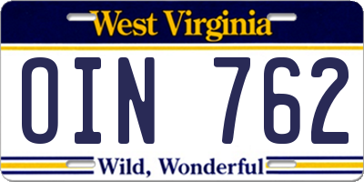 WV license plate OIN762