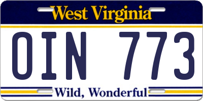 WV license plate OIN773
