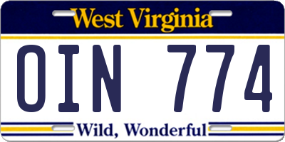 WV license plate OIN774