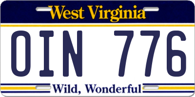 WV license plate OIN776