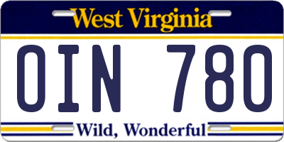 WV license plate OIN780