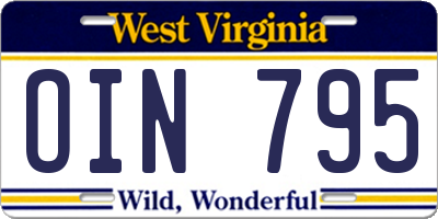 WV license plate OIN795