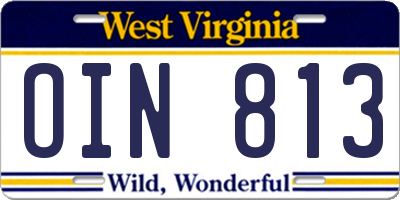 WV license plate OIN813