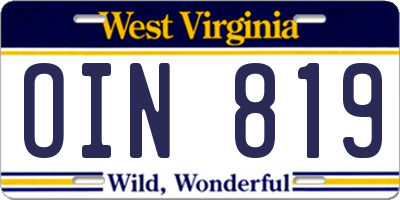 WV license plate OIN819