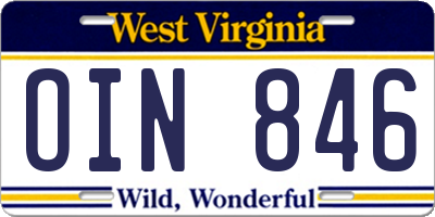 WV license plate OIN846