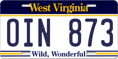WV license plate OIN873