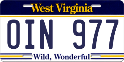 WV license plate OIN977