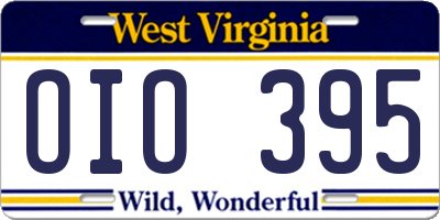 WV license plate OIO395