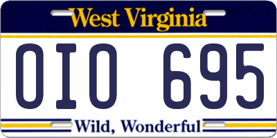 WV license plate OIO695