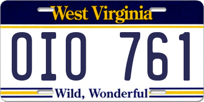 WV license plate OIO761