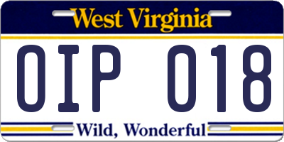 WV license plate OIP018