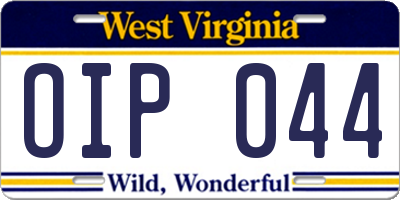 WV license plate OIP044