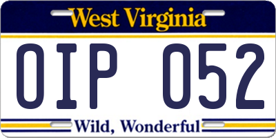 WV license plate OIP052