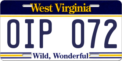 WV license plate OIP072