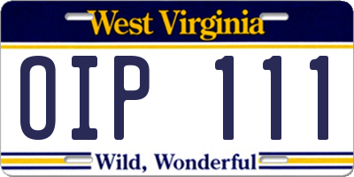 WV license plate OIP111