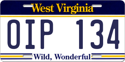 WV license plate OIP134